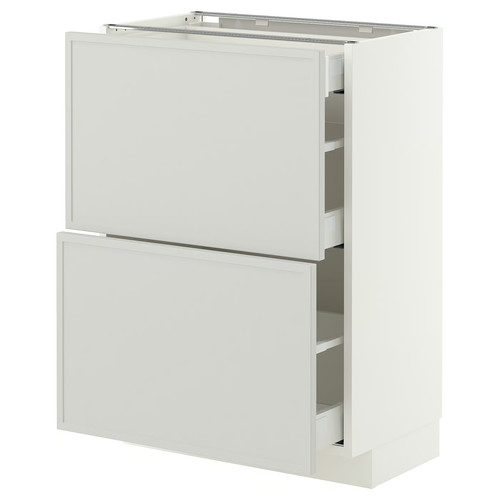 METOD/MAXIMERA Base cab with 2 fronts/3 drawers, white/Aspudden light grey, 60x37 cm