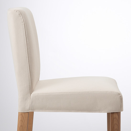 BERGMUND Bar stool with backrest, oak/Hallarp beige, 62 cm