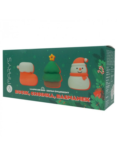 MARY'S LED Holiday Night Light Set (Boot, Tree, Snowman) with RGB, White