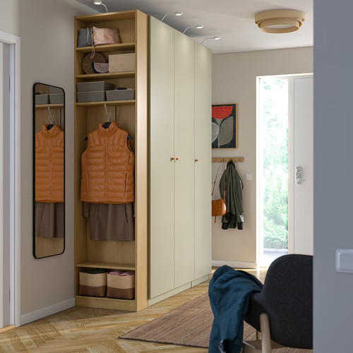 PAX / FORSAND Wardrobe combination, grey-beige grey-beige/oak effect, 170x60x236 cm