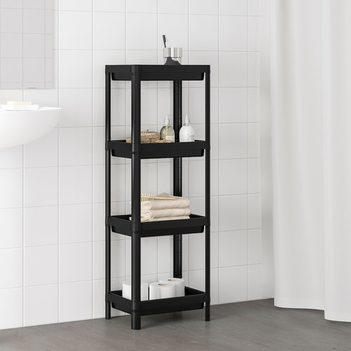 VESKEN Shelf unit, black, 36x23x100 cm