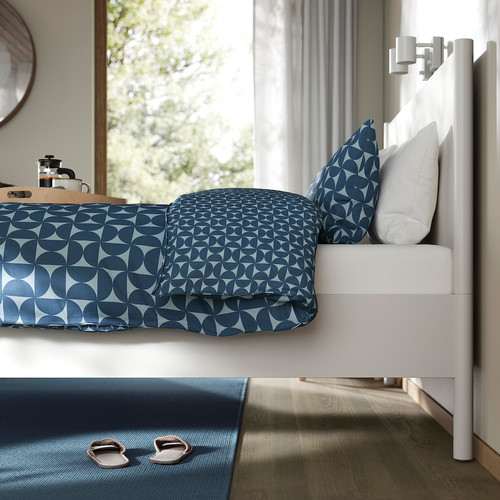 TONSTAD Bed frame, off-white/Lönset, 140x200 cm