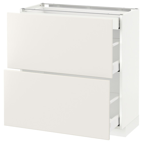 METOD / MAXIMERA Base cab with 2 fronts/3 drawers, white/Veddinge white, 80x37 cm