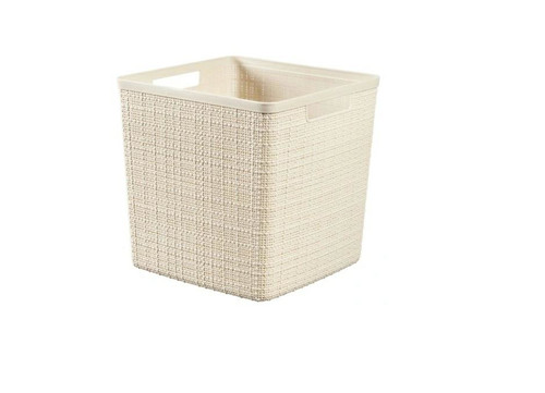Curver 17L Square Storage Basket, cream