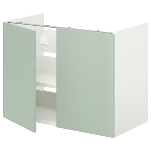 ENHET Bs cb f wb w shlf/doors, white/pale grey-green, 80x42x60 cm