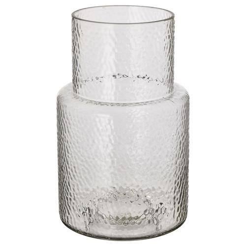 KONSTFULL Vase, clear glass/patterned, 26 cm