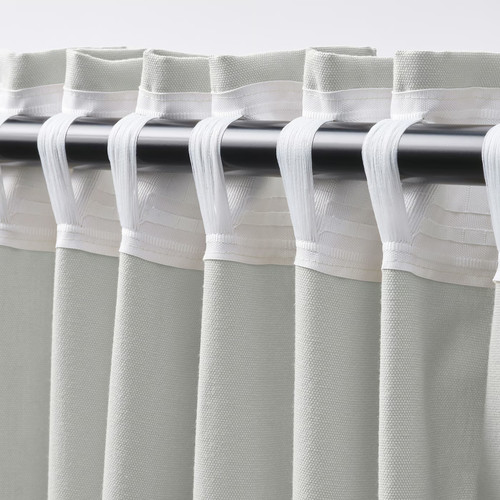 GINSTMOTT Curtains, 1 pair, white/with heading tape, 145x300 cm