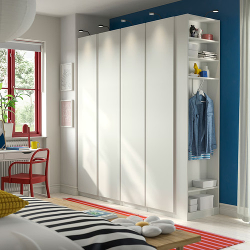 PAX / VIKANES Wardrobe combination, white white/white, 220x60x236 cm