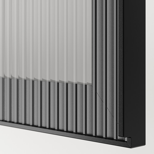 BESTÅ TV storage combination/glass doors, black Selsviken/Fällsvik anthracite, 240x42x129 cm