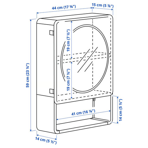 IVÖSJÖN Mirror cabinet with 1 door, green, 44x15x59 cm