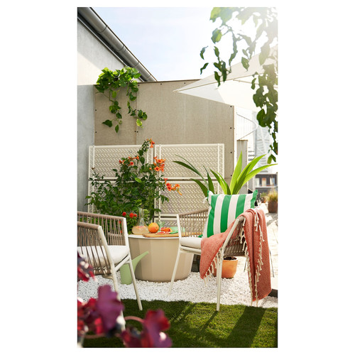 SEGERÖN Outdoor chair with armrests, white/beige/Frösön/Duvholmen beige