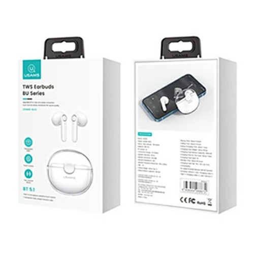 USAMS Bluetooth Headphones Earphones 5.1 TWS BU Series, white