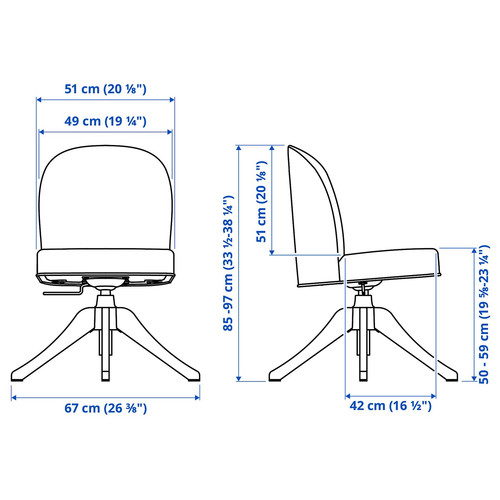 ROSENTORP Swivel chair, white/Kilanda beige