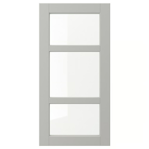 LERHYTTAN Glass door, light grey, 40x80 cm