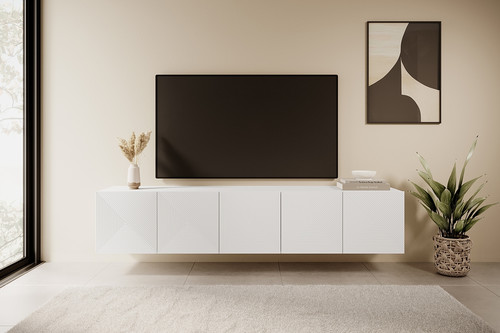 Wall-mounted TV Cabinet Asha 200 cm, matt white