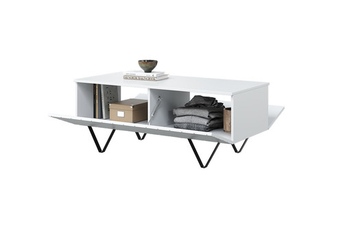 Coffee Table with Storage Scalia 120, matt white/black legs