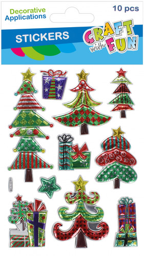Metallic Christmas Sticker Decorations, Assorted, 10 pcs