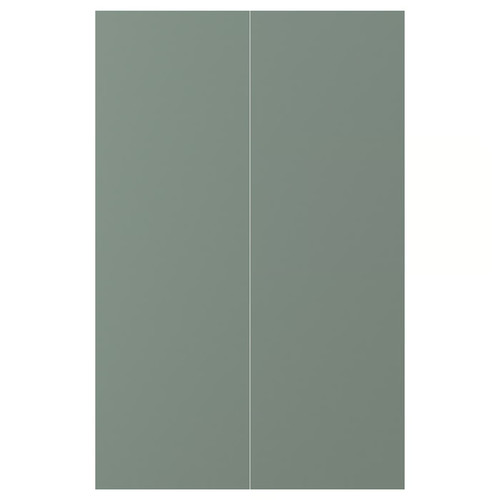 NICKEBO 2-p door f corner base cabinet set, matt grey-green, 25x80 cm