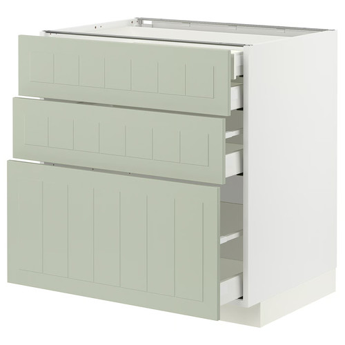METOD / MAXIMERA Base cb 3 frnts/2 low/1 md/1 hi drw, white/Stensund light green, 80x60 cm