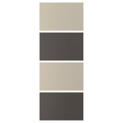 MEHAMN 4 panels for sliding door frame, dark grey/beige, 75x201 cm
