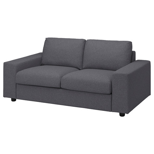 VIMLE Cover for 2-seat sofa, with wide armrests/Gunnared medium grey