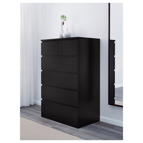 MALM Chest of 6 drawers, black-brown, 80x123 cm