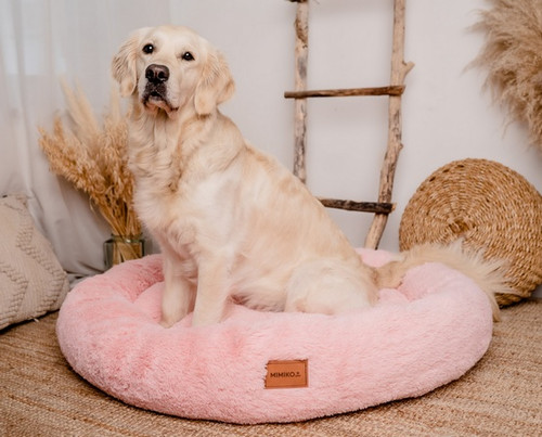 MIMIKO Pets Dog Bed Lair Shaggy Round XXL 100cm, pink