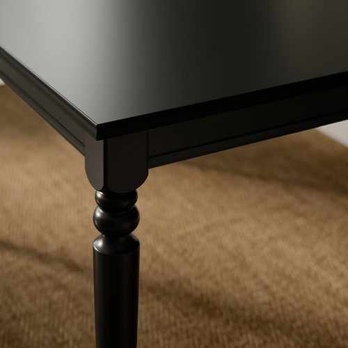 ROSENTORP Extendable table, black, 155/215x87 cm