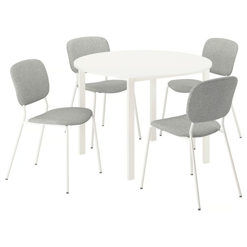 VIHALS / VIHALS Table and 4 chairs, white white/white Tibbleby beige-grey, 107 cm