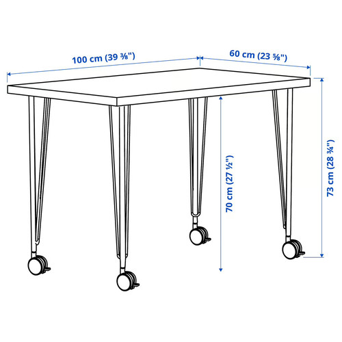 LINNMON / KRILLE Desk, black-brown/black, 100x60 cm