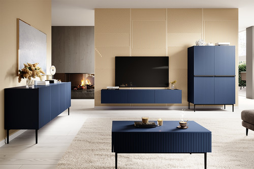 Wall-mounted TV Cabinet Nicole 200 cm, dark blue
