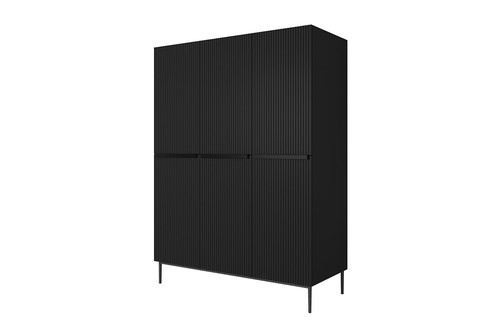 Wardrobe Nicole with Drawer Unit 150 cm, matt black, black handles and legs