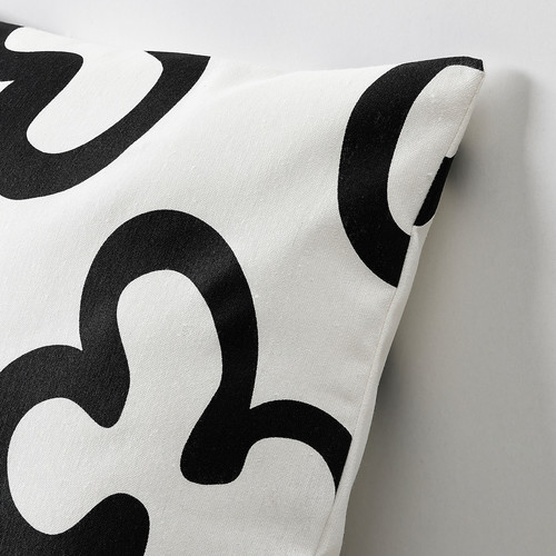 KLIPPBRÄCKA Cushion cover, white/black, 50x50 cm
