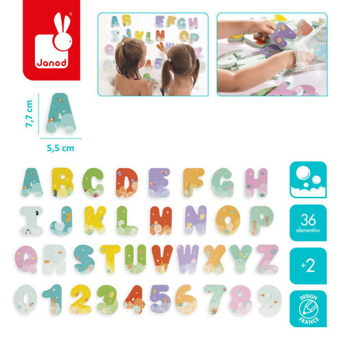 Janod Bath Time Letters and Numbers 36pcs 2+