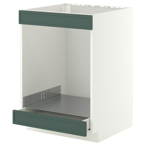 METOD/MAXIMERA Base cab for hob+oven w drawer, white/Aspudden dark grey-green, 60x60 cm