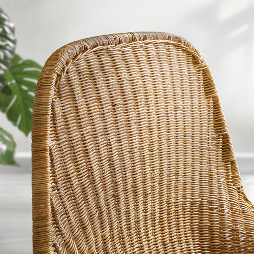 FRYKSÅS Armchair and footstool, rattan/Risane natural