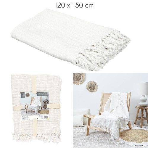 Blanket Throw Waffle, white