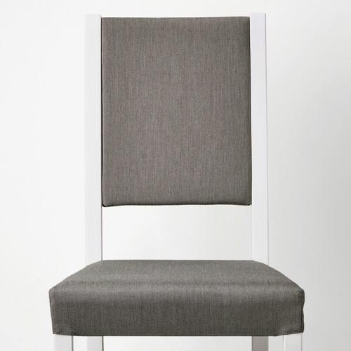 HAUGA / STEFAN Table and 2 chairs, white/white Knisa grey/beige, 74x74 cm