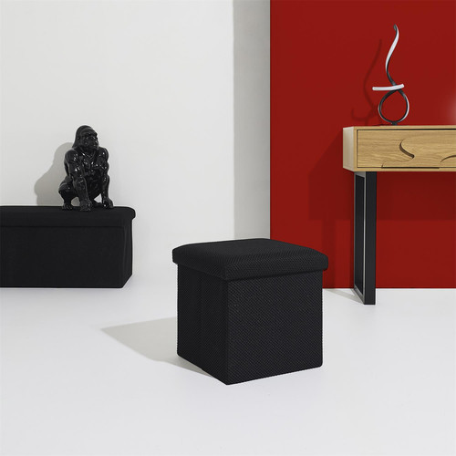 Folding Storage Pouffe Vels Atom, black