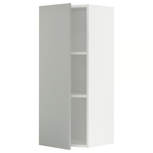 METOD Wall cabinet with shelves, white/Havstorp light grey, 40x100 cm