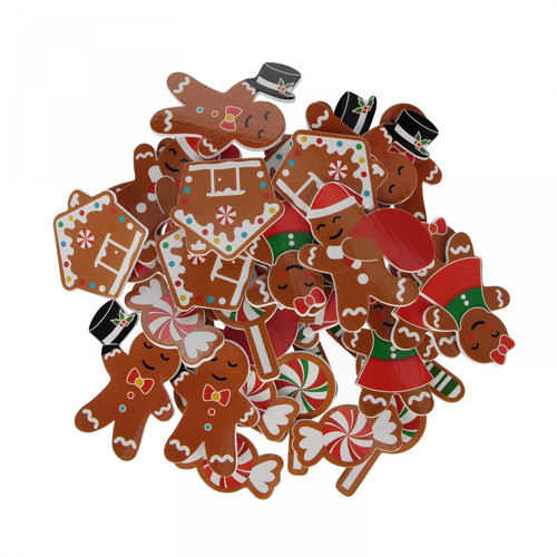 Self-Adhesive Gingerbread Man Decorations, 35 pcs