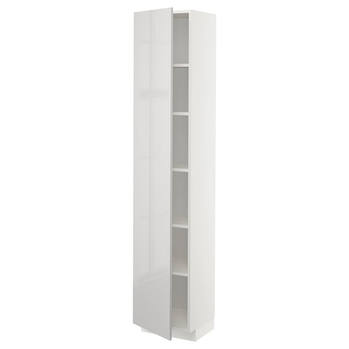 METOD High cabinet with shelves, white/Ringhult light grey, 40x37x200 cm