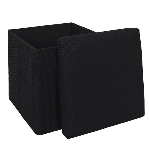 Folding Storage Pouffe Vels Atom, black