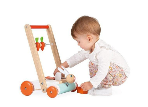 Janod Wooden blocks with cart 3+