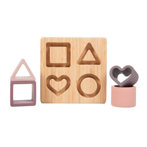 Bo Jungle B-Bamboo Base Shapes Sorter Pink Heart 6m+