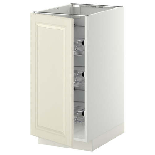 METOD Base cabinet with wire baskets, white/Bodbyn off-white, 40x60 cm