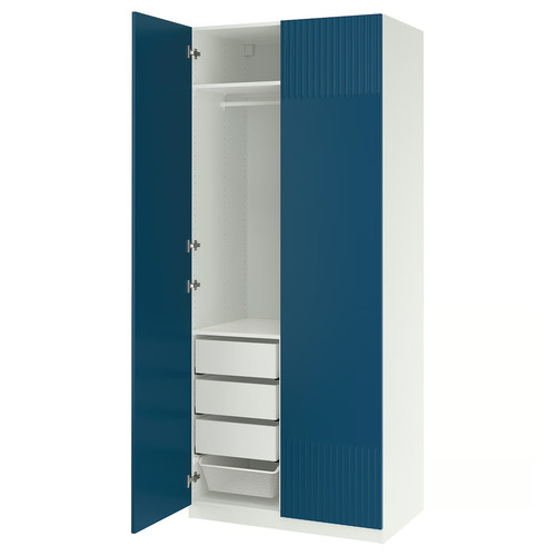 PAX / FYRUDDEN Wardrobe combination, white/blue, 100x60x236 cm