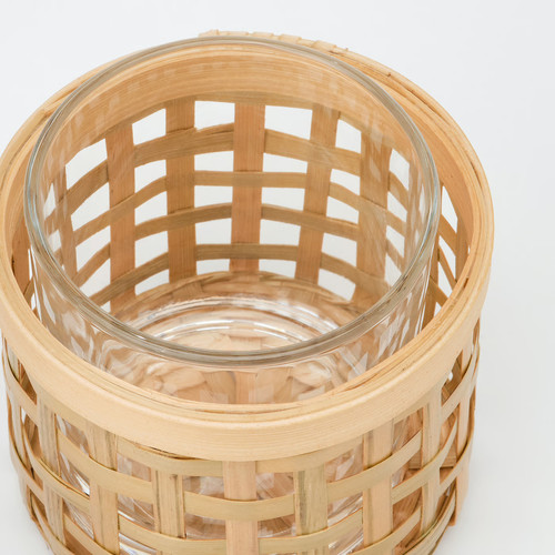 PÅVEFINK Tealight holder, bamboo, 8 cm