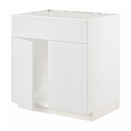 METOD Base cabinet f sink w 2 doors/front, white/Stensund white, 80x60 cm