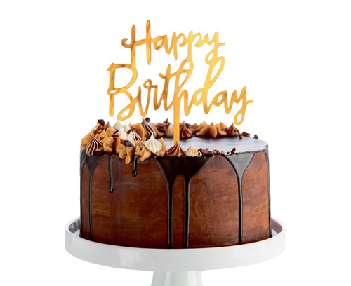 Acrylic Cake Topper Happy Birthday, gold